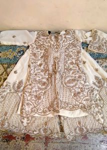 White &amp; Gold Embroidered Outfit