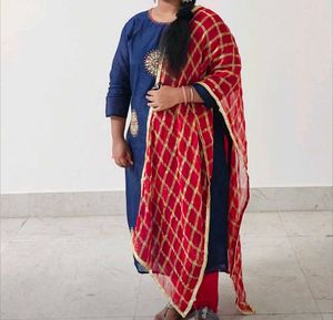 Navy Blue Embroidered Kurti