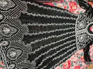 Embroidered Black Anakali With Stylish Duppta