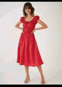Red Polka Dot Midi Dress