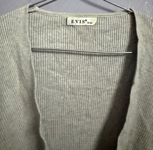 elegant ribbed korean cross top