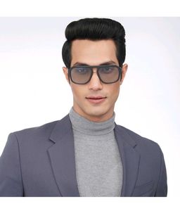 Grey Black Full Rim Square John Jacobs Sunglasses