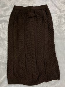 Brown cable Knit Midi Skirt