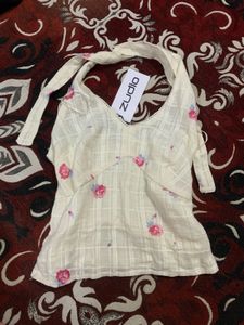 White Cute Halter Top