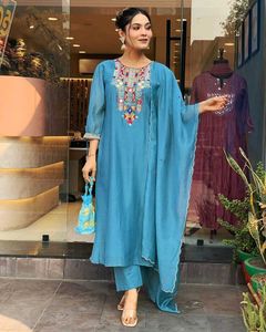 Cotton Chanderi Firozi Suit