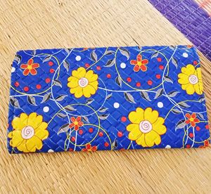 Blue Floral Designed Clutch