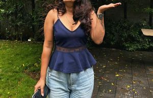 Navy Peplum Tank