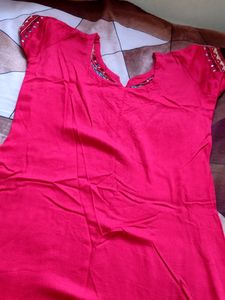 Red Cotton Lakhnavi Kurti