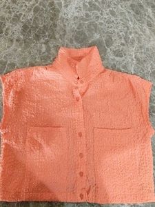 Peach Textured Sleeveless Top