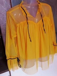 Yellow Sheer Long 🌼Sleeve Blouse