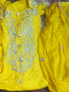 Yellow Embroidered Sharara
