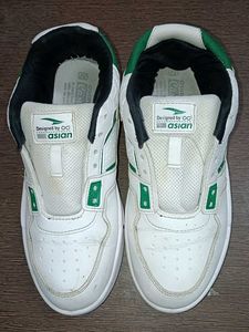 White &amp; Green Athletic Sneakers