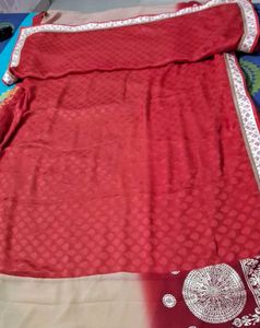 Elegant Red &amp; Beige Saree