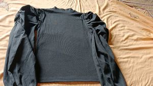Black Puff Sleeve Top