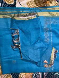 Teal Saree with Blouse
