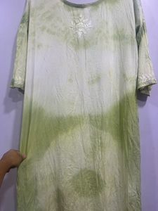 Green Tie Dye Chikankari Embroidered Kurta