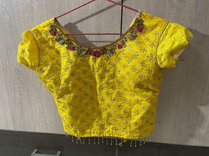 Yellow Embroidered Designer Blouse