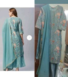 Rangriti Floral Print Teal Palazzo Suit