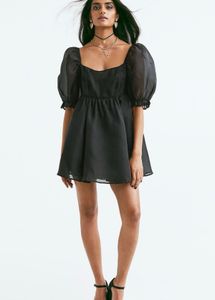 H&amp;M black organza babydoll dress
