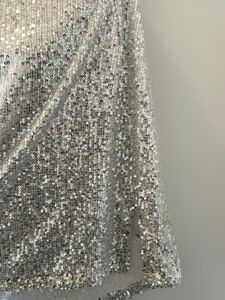 New Sequins Pencil Mini Skirt, Silver Sequin