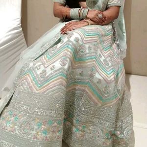 Sea green heavy lehenga