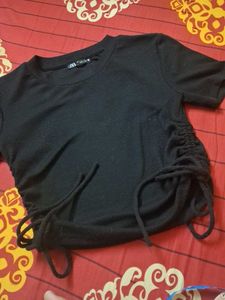 Black Ribbed Cropped Top