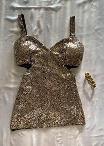 Golden Sequins Cut Out Top