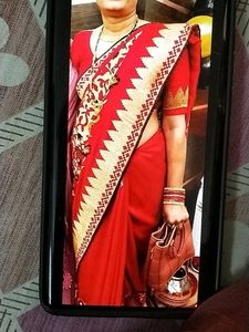 Heavy Red Saree With Designer Blouse