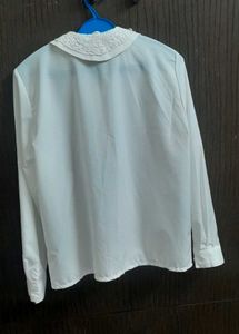 Lace Collar White Button-Up