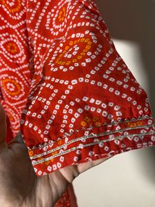Red Bandhani Print Kurti