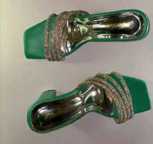 Emerald Rhinestone Heeled Sandal