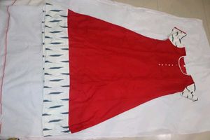 Red & White Print Dress