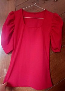 Deep Red Puff Sleeve Top