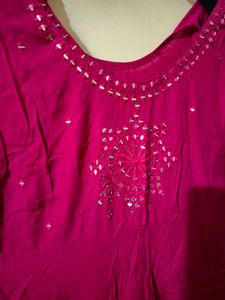 Magenta Mirror Work Kurta