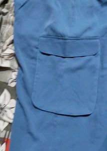 Blue Plazzo Cargo Pant