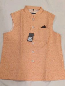 XXL - Orange Embroidered Nehru Jacket