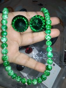 Green Beaded Jewelry Set