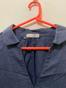 Blue V-Neck Tunic Top