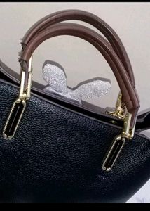 Chic Black Satchel with Cute Charms