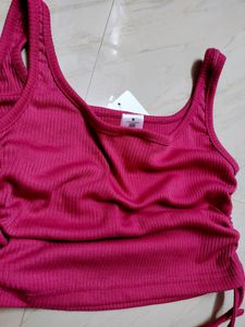 Magenta PinkRib Crop Top  With Price Tag