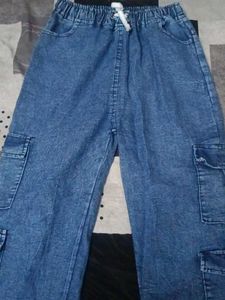 Blue Denim Cargo Pants