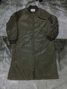 Olive Green Longline Bomber Jacket