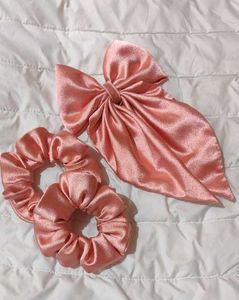 Pink Satin Hair Accessory Set