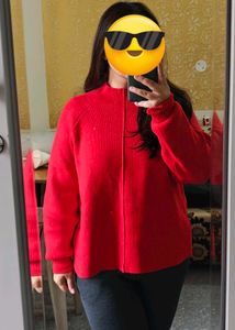 Mango Red Knit Pullover Sweater