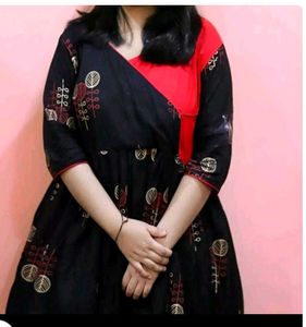 Angrakha Black &amp; Red Printed Top