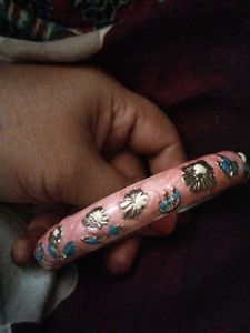 Pink Floral Bangle Bracelet