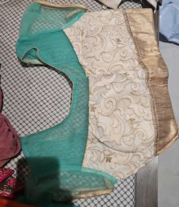 Teal Embroidered Saree with blouse