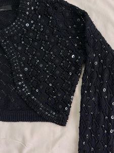 Black Sequin Bolero Jacket