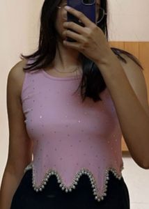 Pink Rhinestone Top