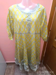 Xxl Max Yellow Printed Kurta